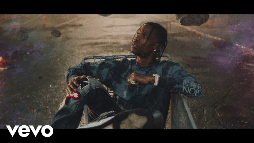 Scott riding a roller-coaster for his 2018 Astroworld teaser video.