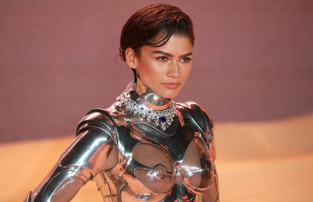 Zendaya in silver metallic dress