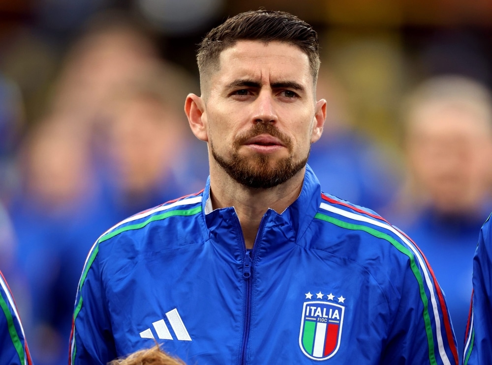 Soccer player, Jorginho, during a match against Albania in 2024.