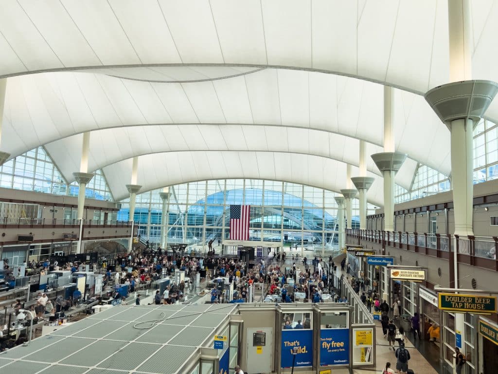 Crowded airport security lines