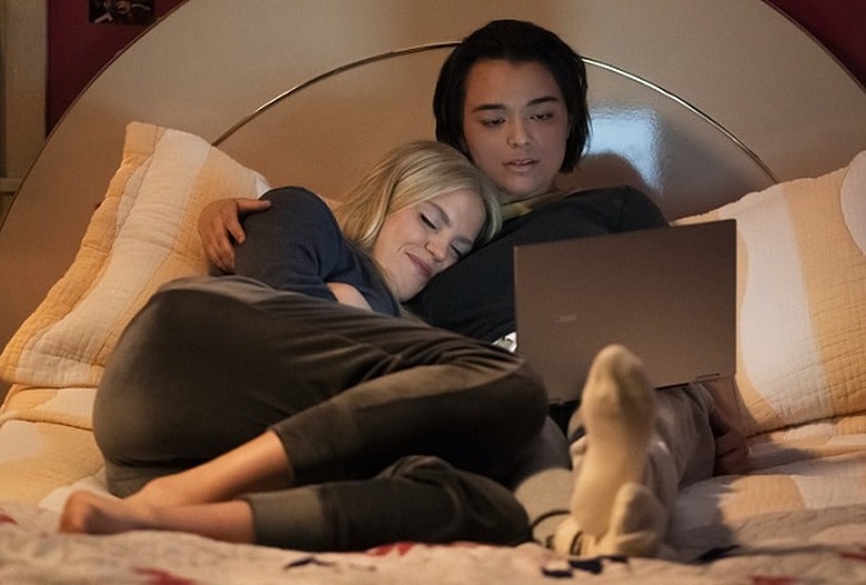 Leighton (on the left) is in a romantic relationship while struggling internally (HBO).