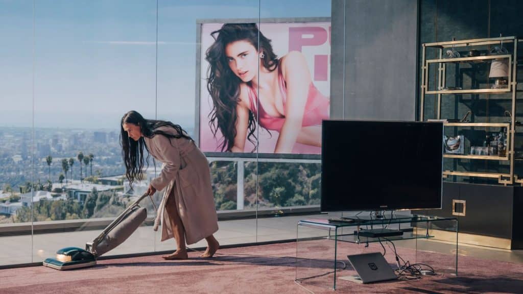 Demi Moore is haunted by her alter form in Margaret Qualley. (Image: Mubi).
