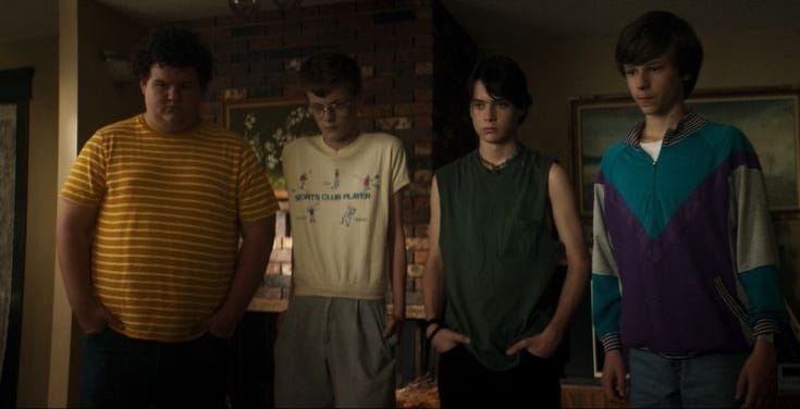 4 kids looking disoriented in Summer of 84