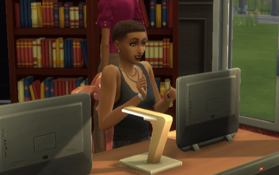 alyx working in the library