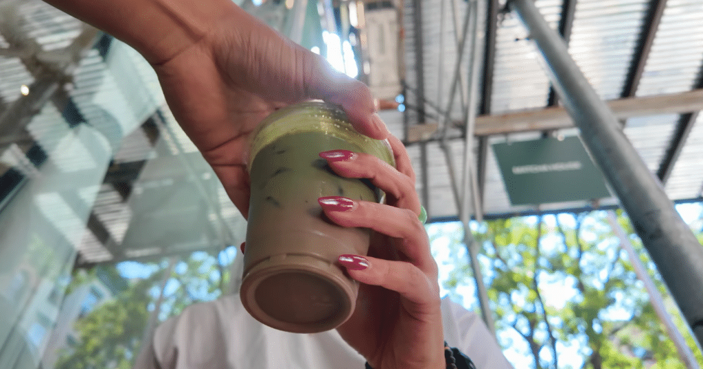 Handing over Matcha