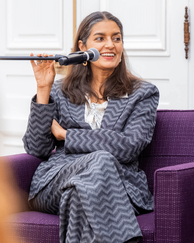 Jhumpa Lahiri giving an interview