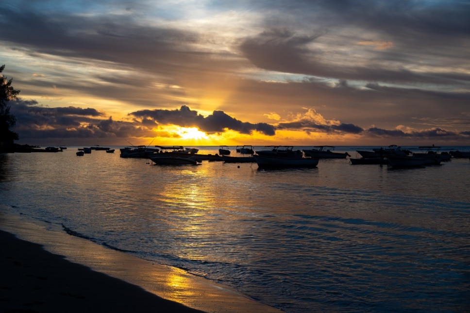 a sunset over the ocean