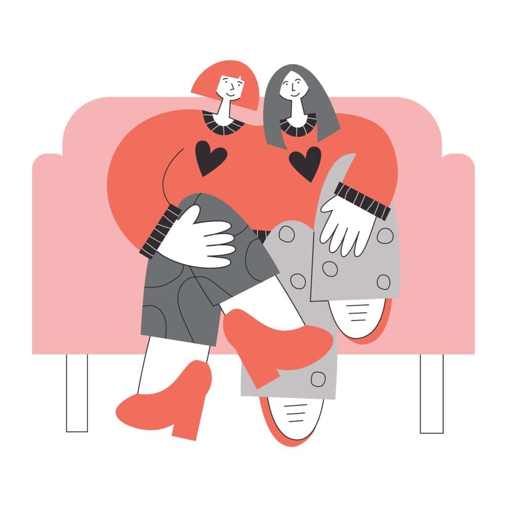 Two girls sitting on a couch