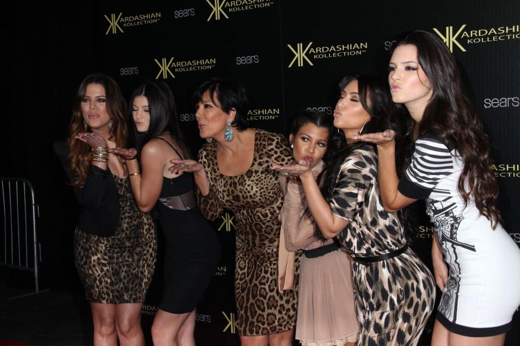 The Kardashian family posing on the red carpet for their Sears Collection launch