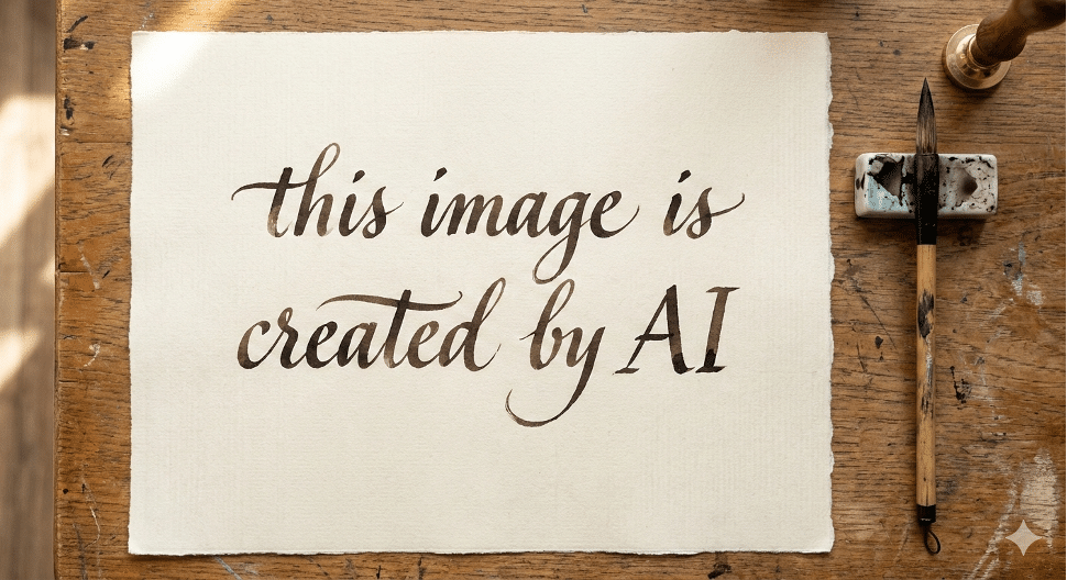 A calligraphy work created by AI that says "this image is created by AI"
