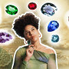 Woman deciding on jewelry