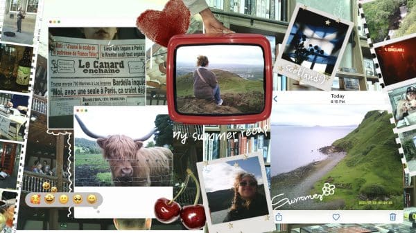 Scrapbook image of traveling to Scotland, London, and Paris