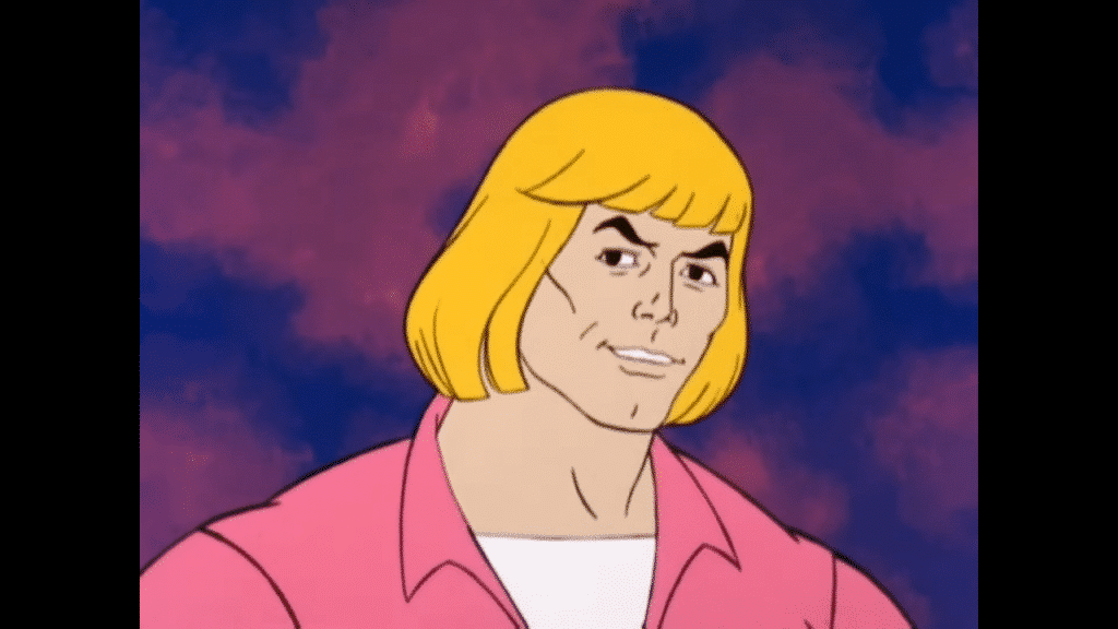 He-Man as Prince Adam talking to the audience in the old cartoon
