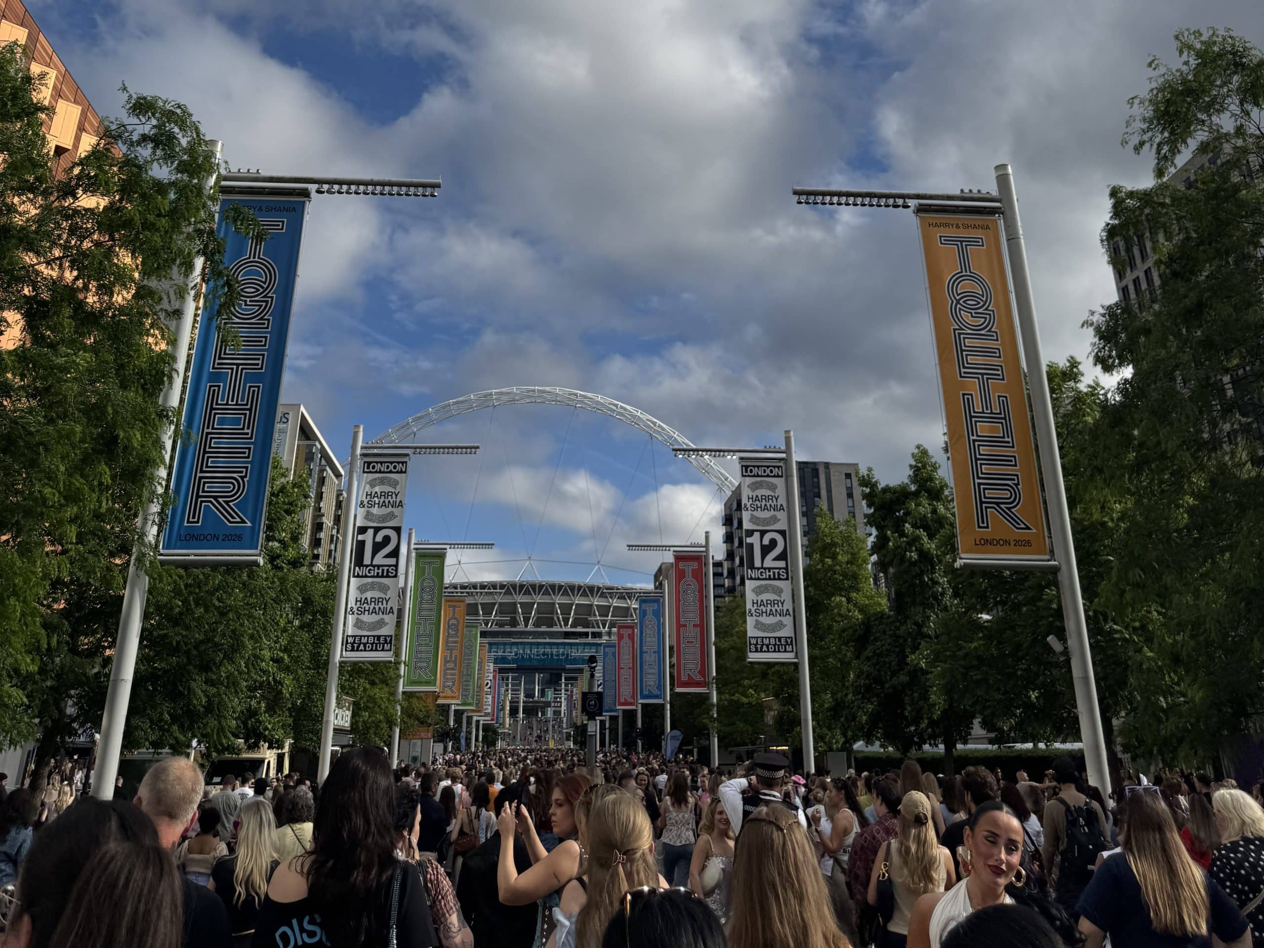 outside of wembley stadium before a harry styles concert