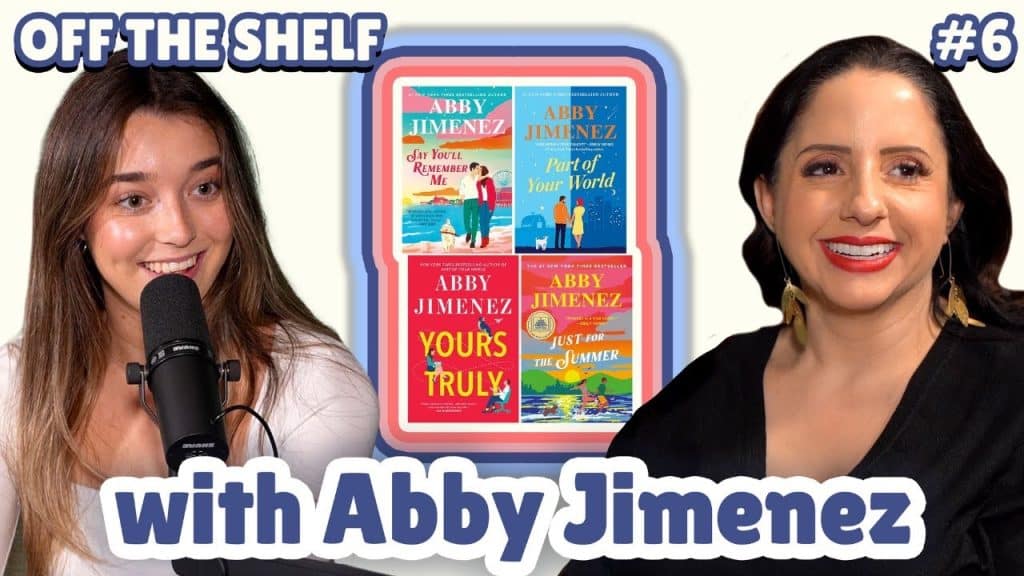 Thumbnail for an Off the Shelf YouTube interview featuring romance author Abby Jimenez.