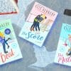 Graphic featuring three hockey romance novels by Elle Kennedy on top of an ice-rink, and a faded silhouette of a couple embracing.