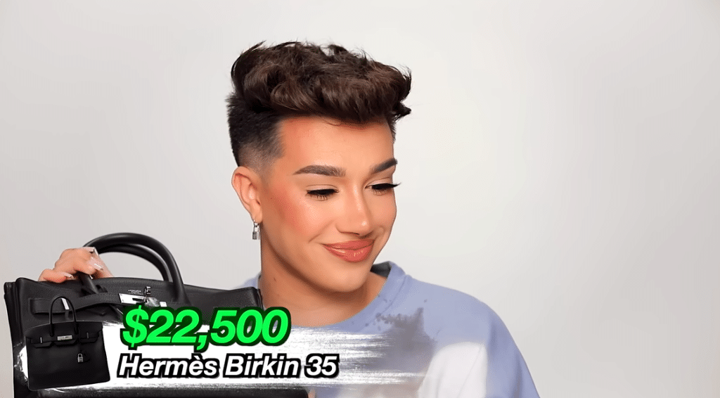 James holds a $22,500 Hermes Birkin, that he claims he regrets buying.