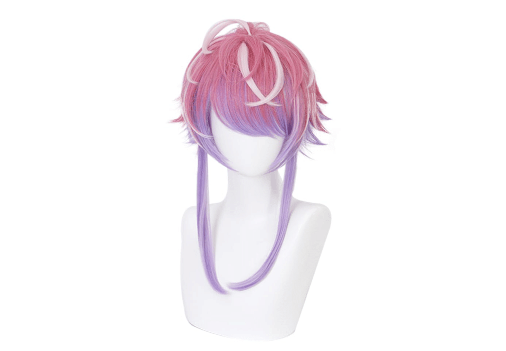 The wig is modeled on a mannequin that is just a head and shoulders, against a solid white background.