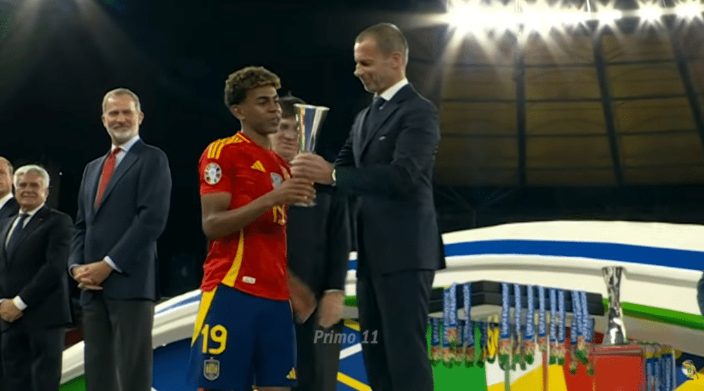 Lamine Yamal wins the UEFA Euro 2024 Young Player of the Tournament award following a standout run with Spain.