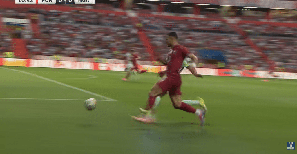 Portugal players in action against Nigeria during a pre-World Cup friendly.