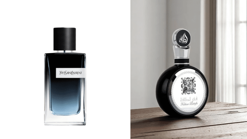 Cologne comparison of YSL Y and its dupe Lattafa fakhar black