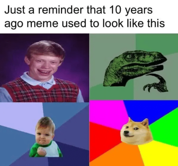 An early meme illustrating the evolution of internet expression from basic humor to layered emotional and cultural communication.