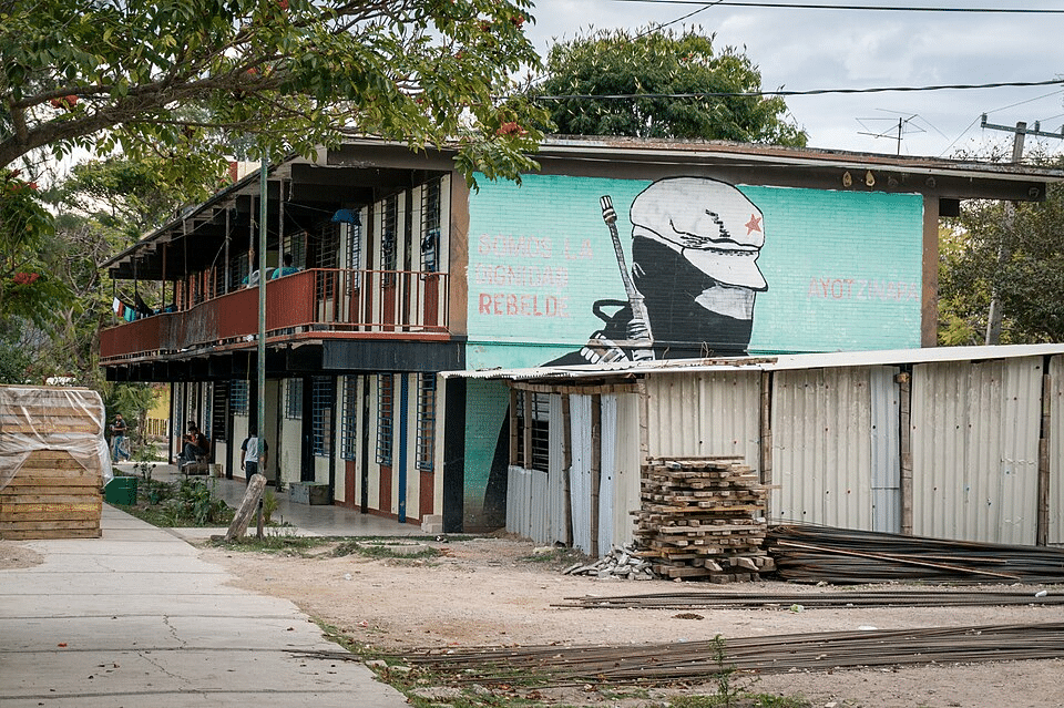 Mural on school premises in Ayotzinapa