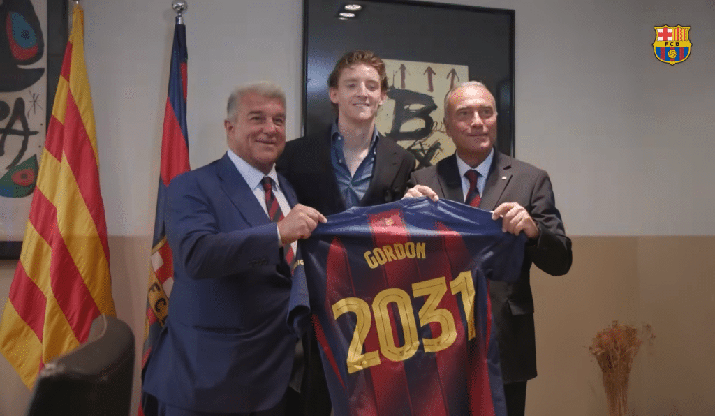 Anthony Gordon is unveiled as a Barcelona player following his summer move from Newcastle United.