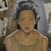 A person stares into a mirror, they look exhausted.