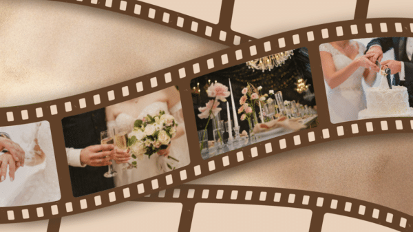 Film strip with different images of Wedding photos